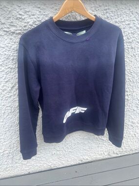 WHIT Navy Crewneck Sweatshirt with White OFF Logo